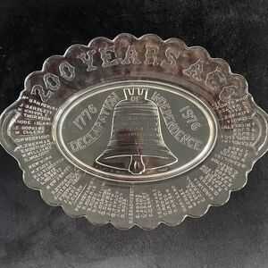 Liberty Bell Platter 1776-1976 Declaration of Independence 200 Year‎ Clear Glass